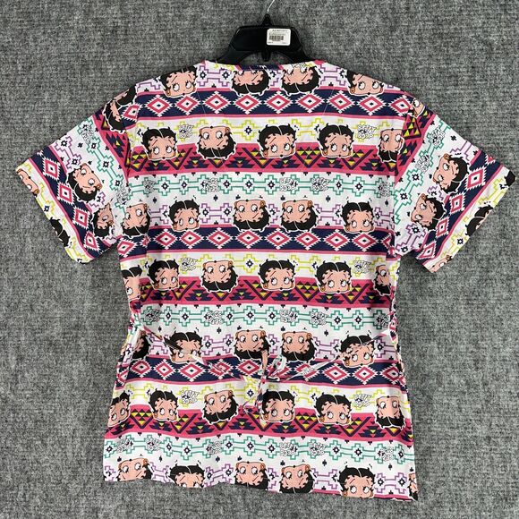 Betty Boop Scrubs Top Womens Large Short-Sleeve Pockets Cotton Blend - Picture 2 of 11